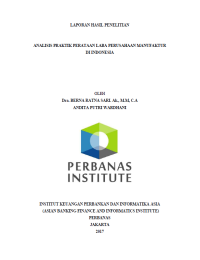 Analisis praktik perataan laba perusahaan manufaktur di indonesia – Laporan Hasil Penelitian