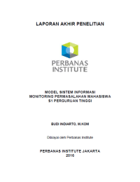 Model sistem informasi monitoring permasalahan mahasiswa s1 perguruan tinggi – Laporan Akhir Penelitian