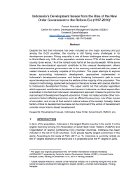 Indonesia’s development issues from the rise of the new order government to the reform era (1967-2016) – Artikel Jurnal Penelitian