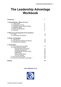 The leadership advantage workbook